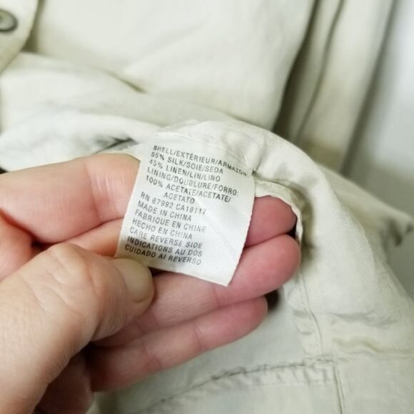 Sigrid Olsen Beige Button-Front Womens Blazer Jacket Size 8 Silk & Acetate Blend - Picture 4 of 9